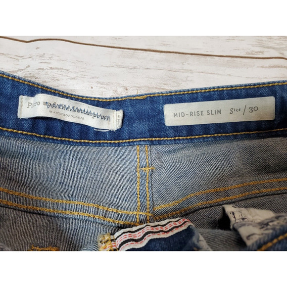 Anthropologie PILCRO 30 Womens Denim Jean Shorts MID‎ RISE SLIM Blue Cut-offs - Picture 3 of 9